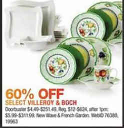 Black Friday Deal: 60% off Villeroy & Boch Dinnerware Sets Black Friday Deal: 60% off Villeroy & Boch Dinnerware Sets